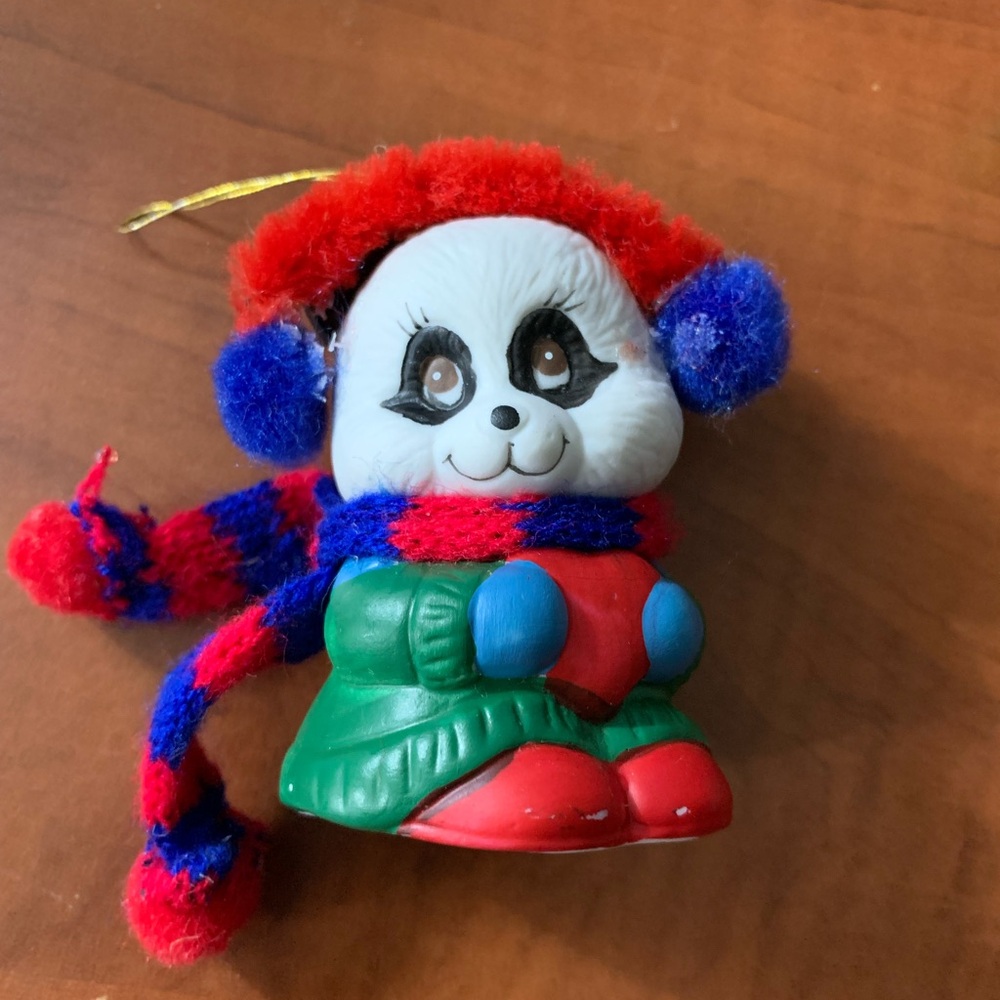 "Chilly Chimer" ceramic panda bear bell ornament